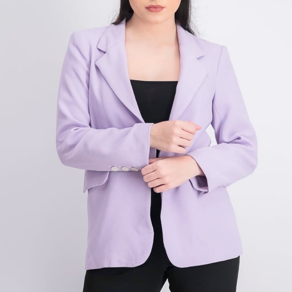 Vince Camuto Parisian Crepe Notch Collar Blazer Open Blazer Lilac Purple Size 0
